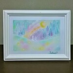 冬のパステルアート　雪うさぎと彩りの雪景色Ⅱ