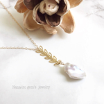 14kgf  keshipearl ×goldleaf necklace