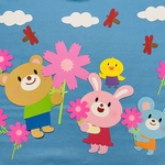 【秋の壁面制作】コスモス畑