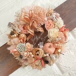 ハロウィンリース(18.5cm)＊アプリコットgirlyノーチェ･ミニョン＊ アンティークリース・オレンジリース・パンプキンリース・大人ハロウィン
