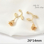 【2個入】ローズ　バラ　パーツ　チャーム　銅メッキ18K  高品質　ピアス　ゴールド　H0080