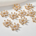 【1個入】マーガレット花　パーツ　ラインストーン　銅メッキ18K 高品質　ネックレス 　H0110