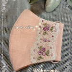 ✨new color✨一番人気の💐花籠レース　ベビーピンクリネンが大人可愛いマダムのマスク