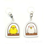 セキセイインコ アクリルチャーム +アンブレラマーカー 鳥 4087-4088