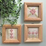 ⭐️再販2⭐️ピンクのお花の刺繍プチ壁飾り（3個セット）壁掛け インテリア雑貨 誕生日プレゼント　フレーム　