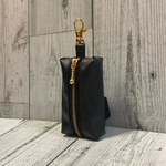 リール付きランドセルキーケース ハンドメイド (ブラック、無地、シンプル)