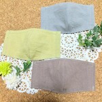 再販3🍁 ノーアイロンの秋色ハーフリネンと選べる内布の立体マスク  フィルター ポケット  ノーズワイヤーポケットつき  
