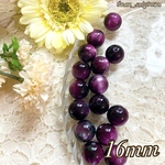 【10pcs】16mmパープル♥キャッツアイ風マーブルビーズ