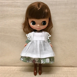 プチブライス＊アウトフィット　エプロン付きワンピース(緑花柄)
