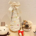 在庫処分 クリスマスツリー  木の実・ドライフラワー・ギフトBOXセット パステル＆レッド