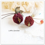 Little Crochet；ラズベリー  ネックレス 巾着袋 mini・ナチュラル 大人かわいい ニット小物・お守り袋 匂い袋 アロマ・ボルドー 木苺