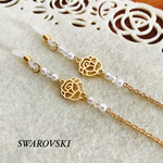 🌹SWAROVSKI＆薔薇のメガネチェーン グラスコード