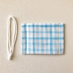 子ども用ガーゼマスク（手書き格子_ライトブルー）