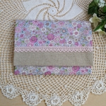 ふた付きポケットティッシュケース　お花とレース🌸　ピンク