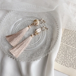 stone × tassel pierce/earring(beige)