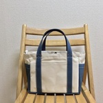 O様用オーダー「混合トート」小サイズ「生成り×ミネラルブルー×ネイビー」帆布トートバッグ 倉敷帆布8号