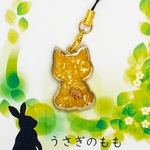 オルゴナイト　猫ストラップ（イエロー）
