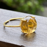 【黄色い石の指輪】天然石 シトリンのリング　フリーサイズ　silver925製