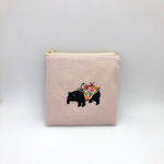 マチ2センチのポーチ　バクと花の刺繍