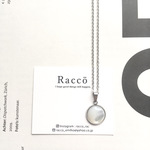 高品質 ホワイトシェル(白蝶貝)ペンダントヘッド12mm＋ステンレスネックレス