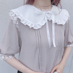 白　丸襟フリル付け襟　ガーリー