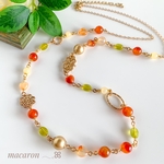 ナチュラルカーネリアン~*オリーブジェードロングネックレス