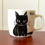 手描き名入れ★黒こねこ〜好きなメッセージも入れれます 猫 マグカップ