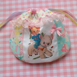 hana*ハンドメイド★レトロアニマルまんまる巾着♪パステルパッチワーク羊さん＆ベビー