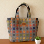 yumi様ご予約品【カラフルドット】ウール*デニム*お出かけトートバッグ♪