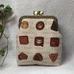 受注製作・10.5㎝可愛いねこの口金・チョコにゃんこ・バニラホワイト・サニタリーポーチ・がま口ポーチ・小物入れ・内ポケット付き・チャームプレゼント