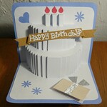 とびだすミニバースディカード・ポップアップカード・whitecake (ライトブルー)