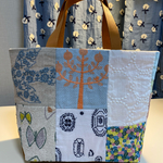 新作　自立できる本革&帆布バッグ　ミナペルホネン生地使用のハンドメイド