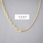 金属アレルギー対応 アシンメトリーロングネックレス　Y字　サージカルステンレス