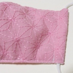 〈再販9〉立体 マスク＊小学生用＊麻の葉＊子 ども＊ピンク＊女の子＊禰＊和柄＊豆 レース＊刺繍 ダブルガーゼ　こども