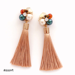 【beige】秋色ビジューとタッセルピアス(イヤリング)