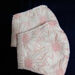 ★新作レース㉚　素敵　白地にピンクマスク　お手頃価格　おしゃれ　秋用　コットンレース　ハンドメイド　