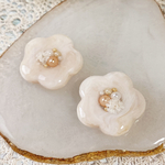 マーブルお花のピアス/イヤリング