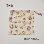 送料込♢小さめ巾着16×16💕アイシングクッキー柄☆巾着袋女の子