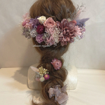 【maipace827様 専用出品】フルオーダー pink purple white tulle ヘッドドレス ウエディング  髪飾り