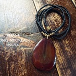 【chkayrfmk様専用◆御売約】　NC205-84カラーアゲートRED DROP+Black*ロングネックレス*　送料無料　GLASS+STONE