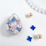 宝石の刺繍ブローチ＊サファイアカラー