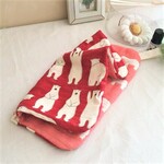 限定*お名前ループ付８重ガーゼハンカチタオル*白くま*シロクマ*白クマ*しろくま*両面*レッド
