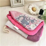 Libertypatch*大人乙女のちょっと大きめ8重ガーゼフェイスタオル*リバティ*flower*ローズピンク*グレー*