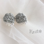 blanc 刺繍 knit編み ピアス/イヤリング