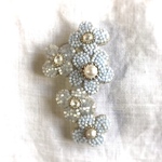 ビーズ刺繍ブローチ ジャスミン　水色