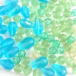 多面カットとクラックのガラスビーズmix 