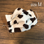 ［225］茶色い牛(RED)柄　さらさらプリーツマスクM 夏用裏地使用【再販】