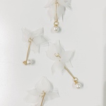 【4pcs white#3】フラワースティックパールチャーム