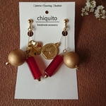 【再販】金と紅のピアス/イヤリング