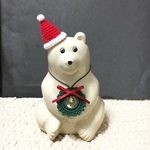 【再販】しろくま貯金箱　クリスマスリースとサンタ帽（新）